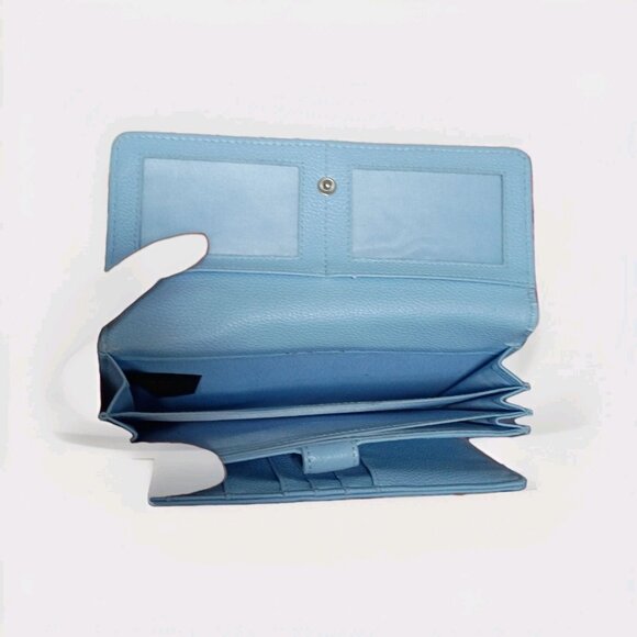 Giani Bernini Pebbled Leather Wallet Blue Women’s Bifold Excellent Condition - Picture 4 of 9